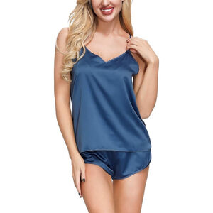 Women's Satin Pajama Set - Blue NWOT